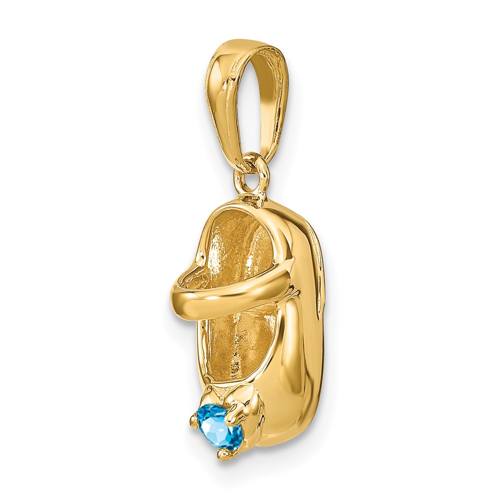 10K 3-D December/Synthetic Stone Engraveable Baby Shoe Charm (10K4652DEC)