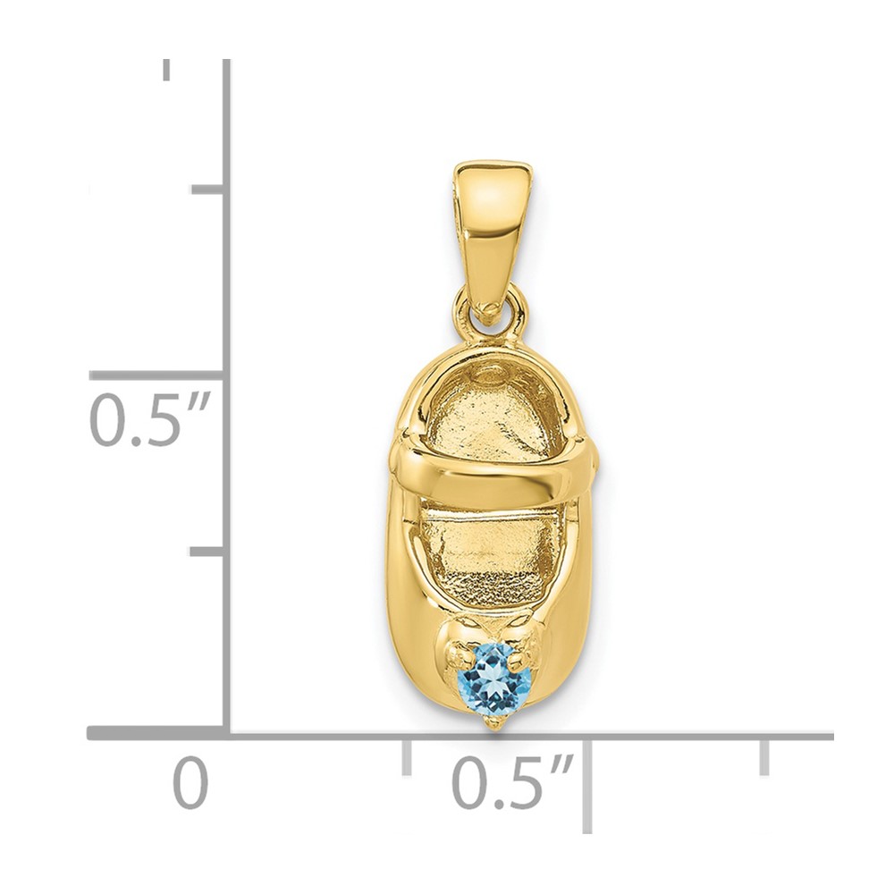 10K 3-D December/Synthetic Stone Engraveable Baby Shoe Charm (10K4652DEC)