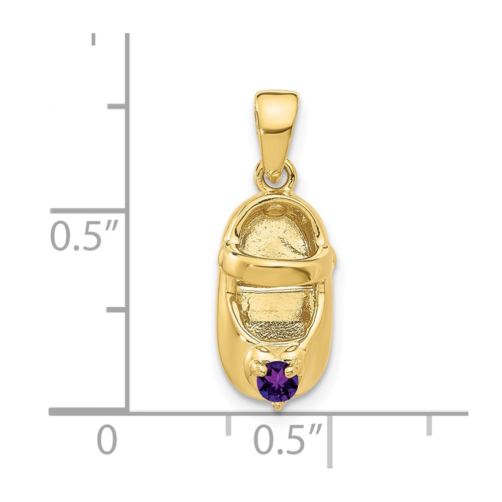 10k 3-D February/Synthetic Stone Engraveable Baby Shoe Charm (10K4652FEB)
