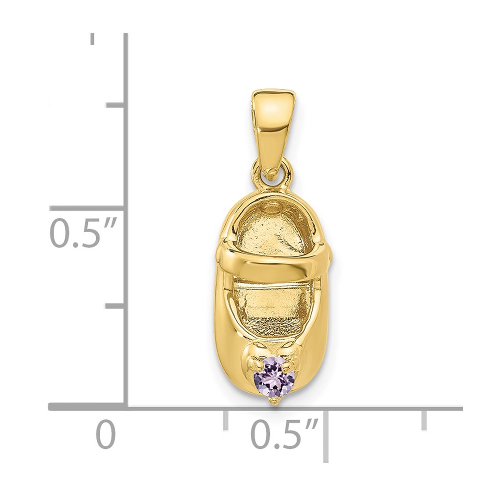 10K 3-D June Synthetic Stone Engraveable Baby Shoe Charm (10K4652JUN)