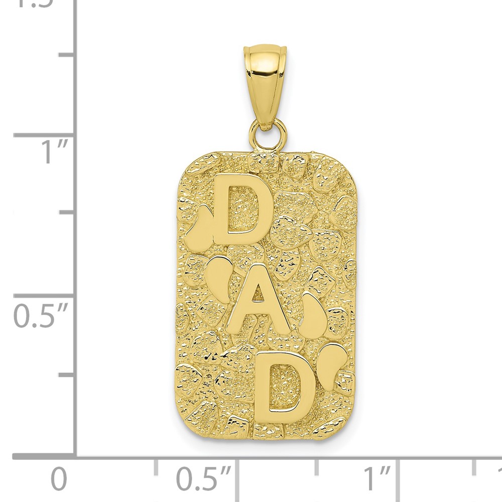10K DAD Gold Nugget Dog Tag Pendant (10K4733)
