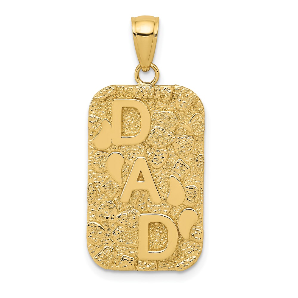 10K DAD Gold Nugget Dog Tag Pendant (10K4733)