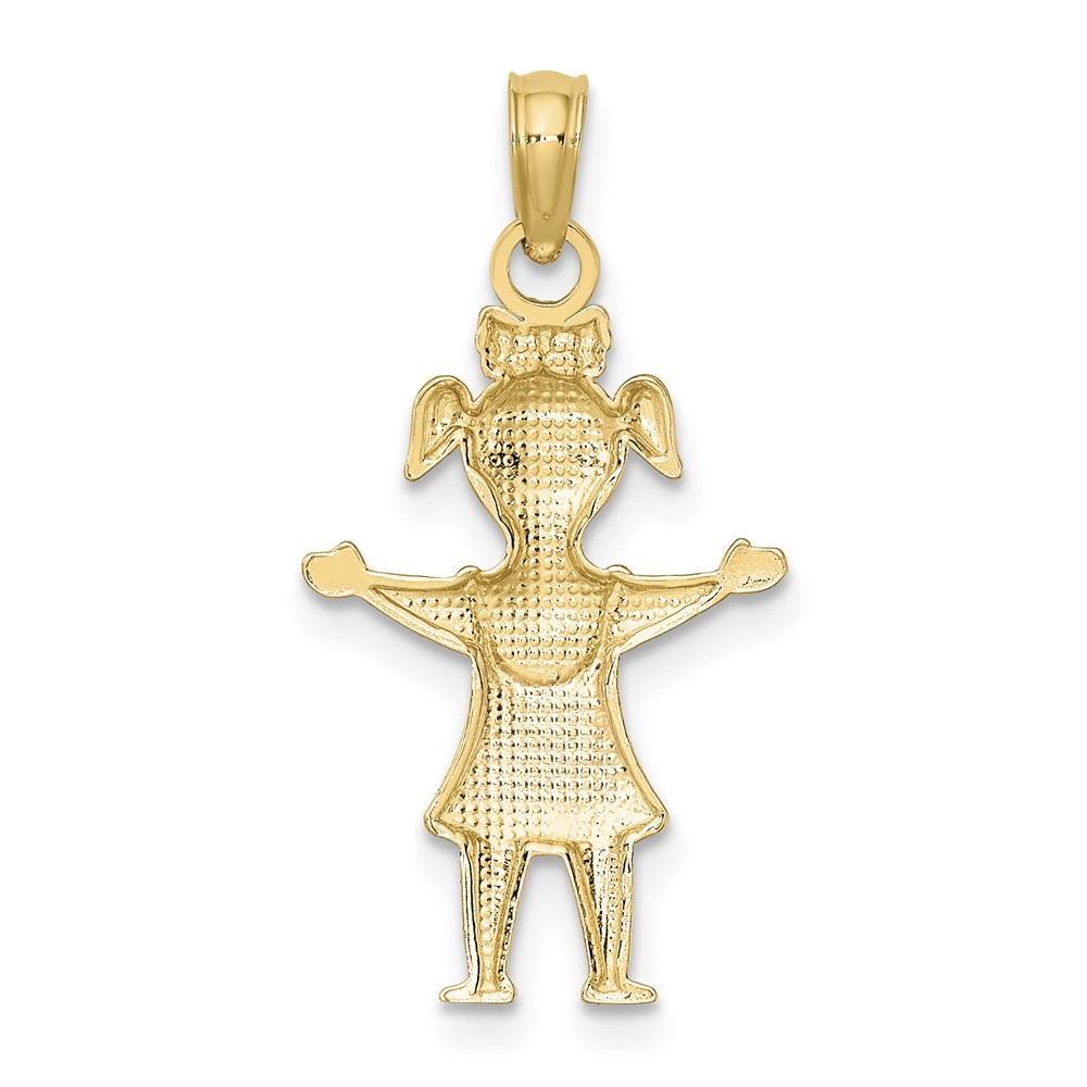 10k Solid Polished Girl with Pig-Tails Charm (10K4747)