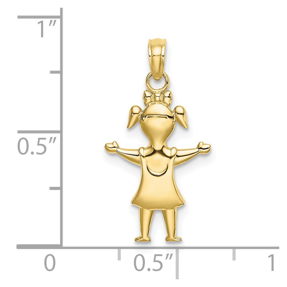 10k Solid Polished Girl with Pig-Tails Charm (10K4747)