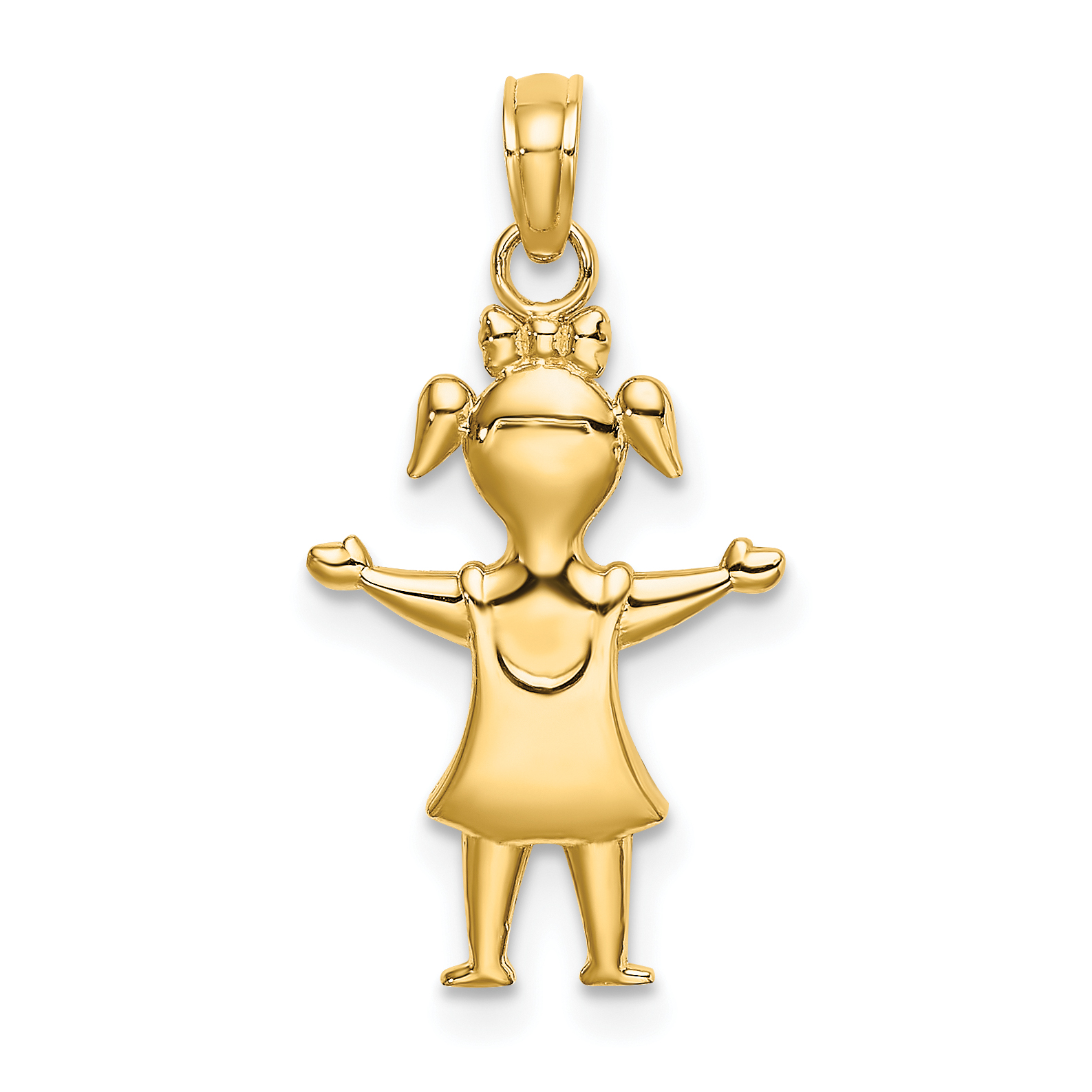 10k Solid Polished Girl with Pig-Tails Charm (10K4747)