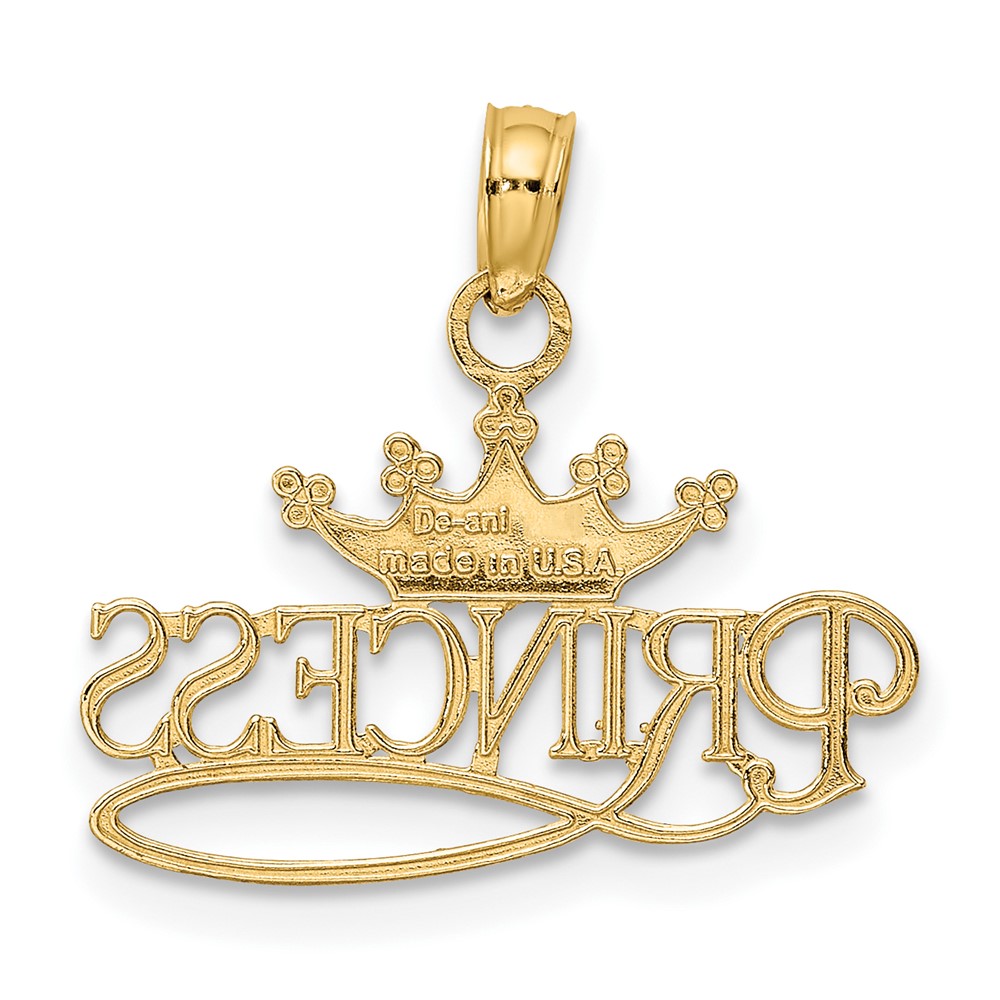 10k w/Rhodium PRINCESS w/White Crown Charm (10K4750)