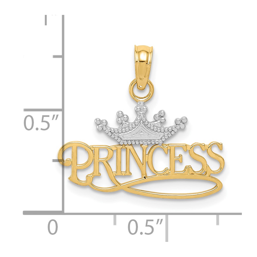 10k w/Rhodium PRINCESS w/White Crown Charm (10K4750)