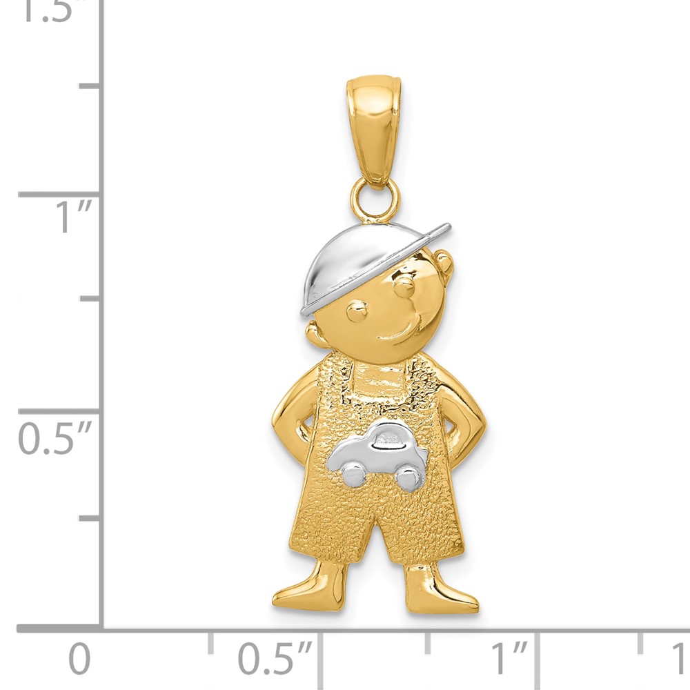 10k & Rhodium Boy w/Hands in Pockets Pendant (10K4755)