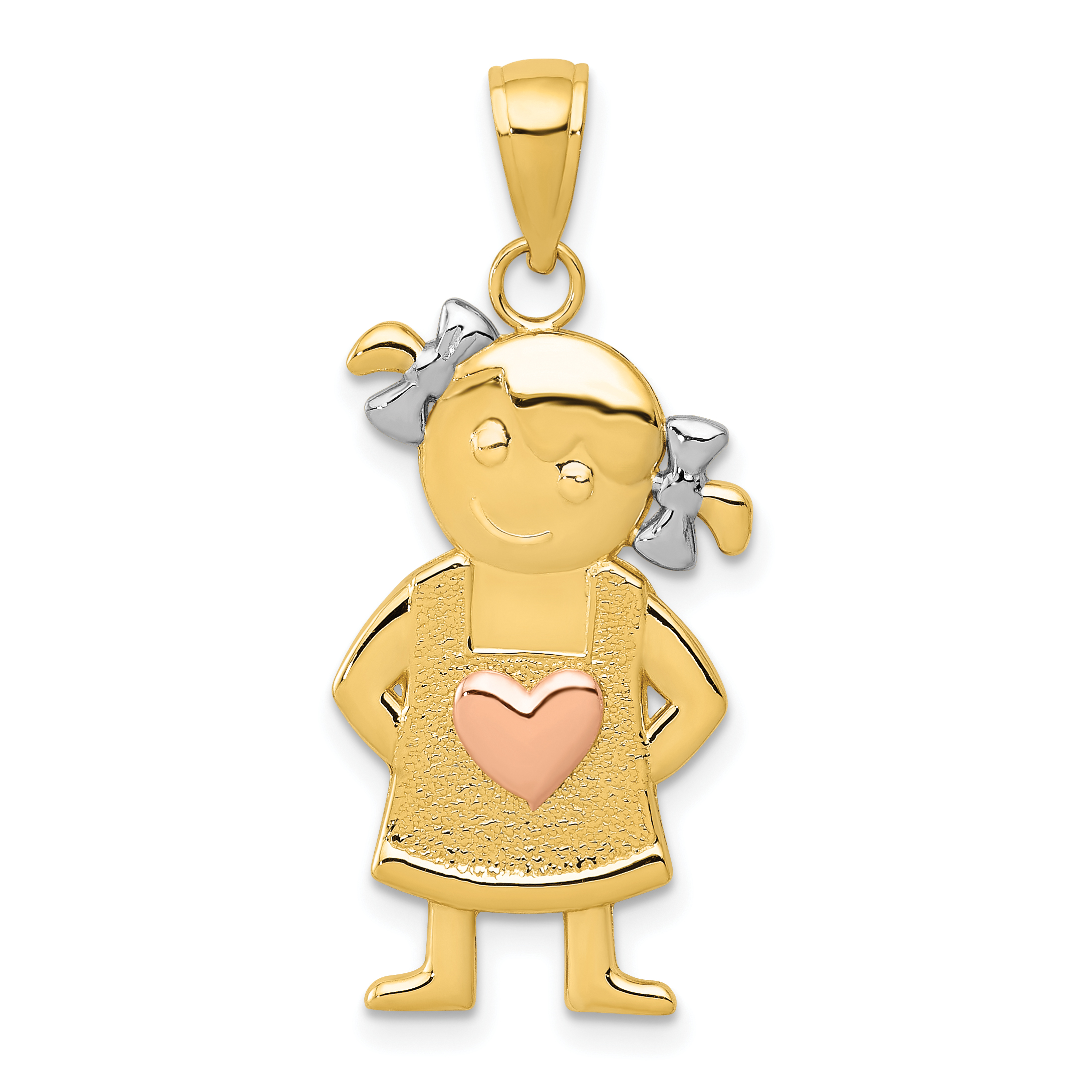 10k Yellow & Rose Gold w/Rhodium Girl Pendant (10K4756)