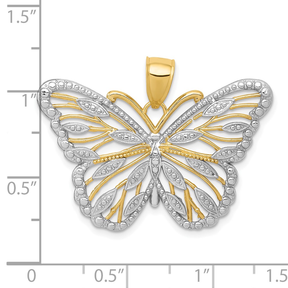 10K W/Rhodium Butterfly Pendant (10K4834)