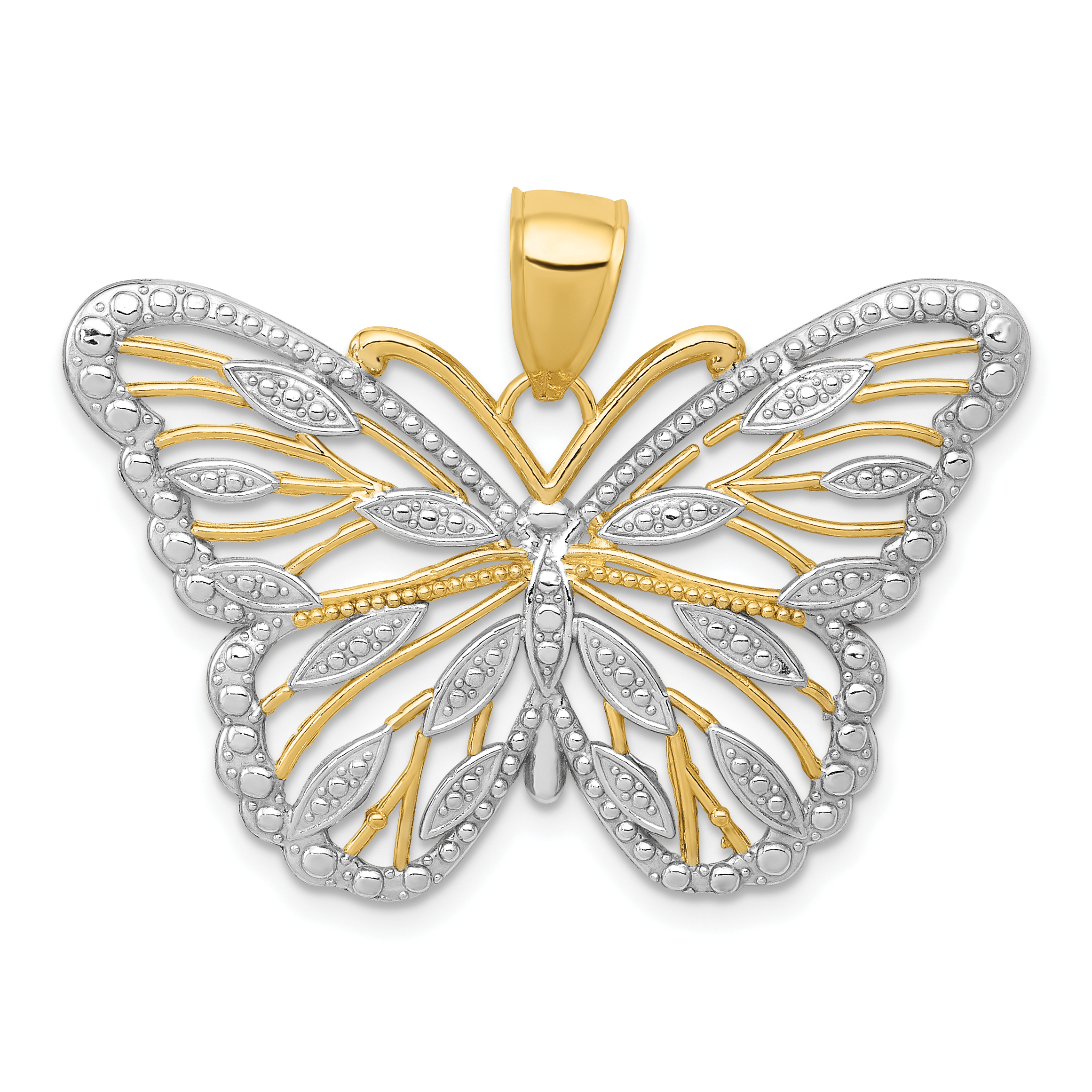 10K W/Rhodium Butterfly Pendant (10K4834)