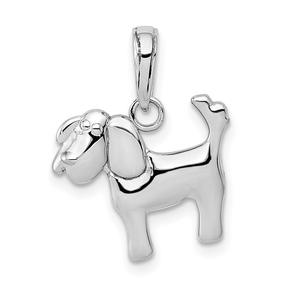 10k White Gold Polished Dog Charm (10K4856W)