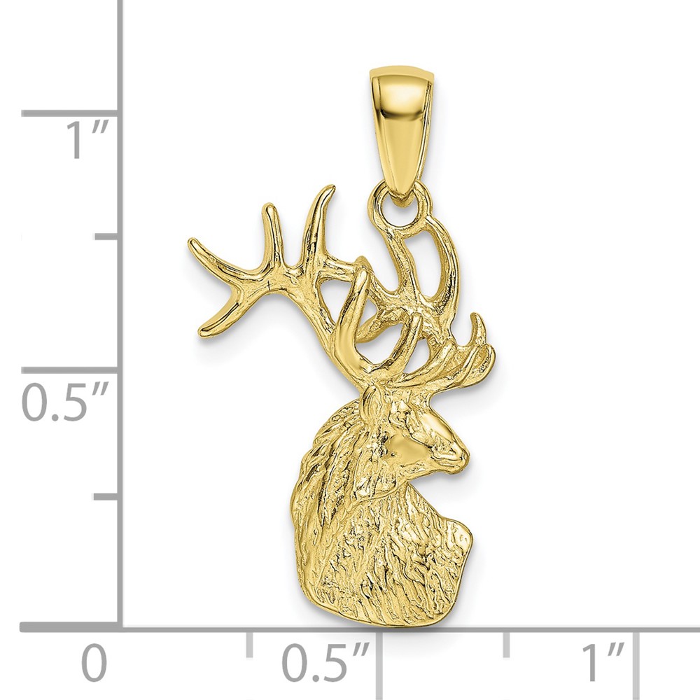 10K Polished Deer Head Charm (10K4870)