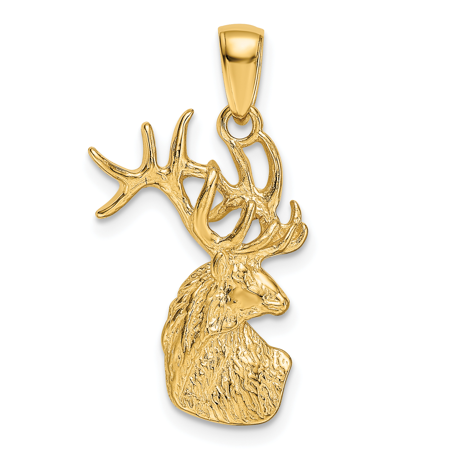 10K Polished Deer Head Charm (10K4870)