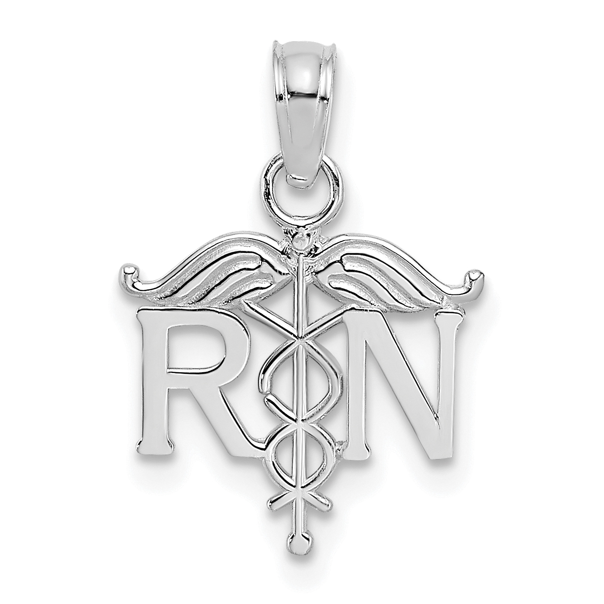 10K White Gold Registered Nurse Pendant (10K4930W)