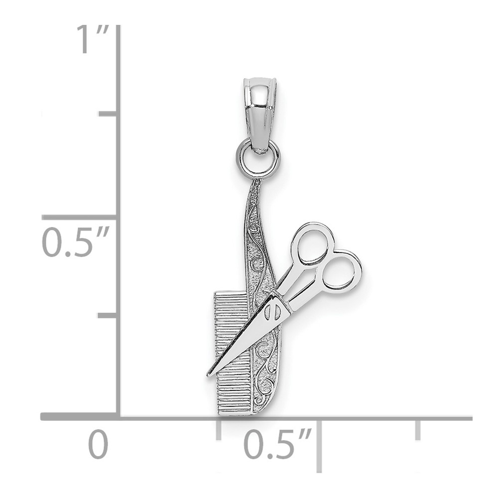 10k White Gold Comb and Scissors Charm (10K4940W)