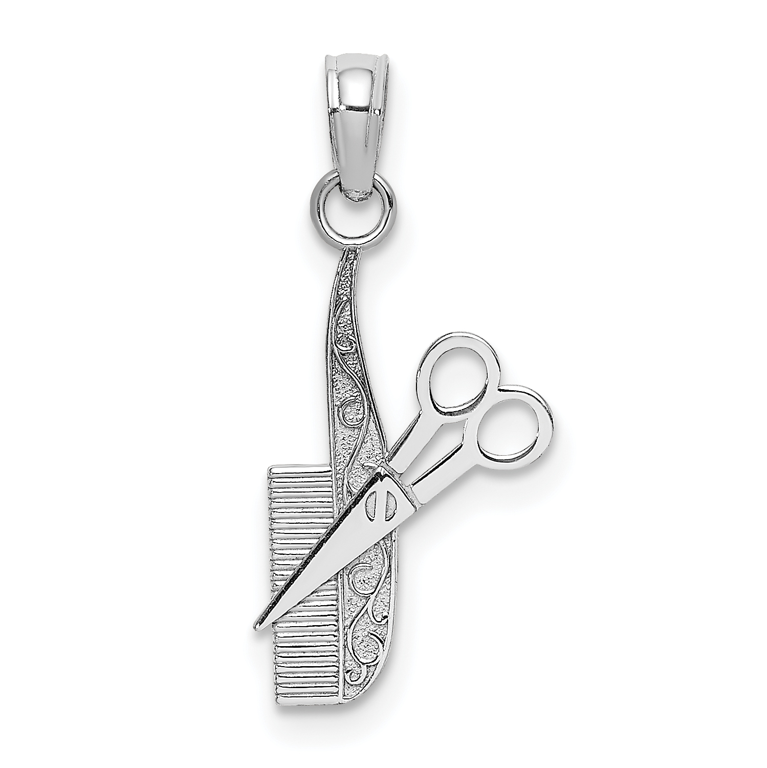 10k White Gold Comb and Scissors Charm (10K4940W)