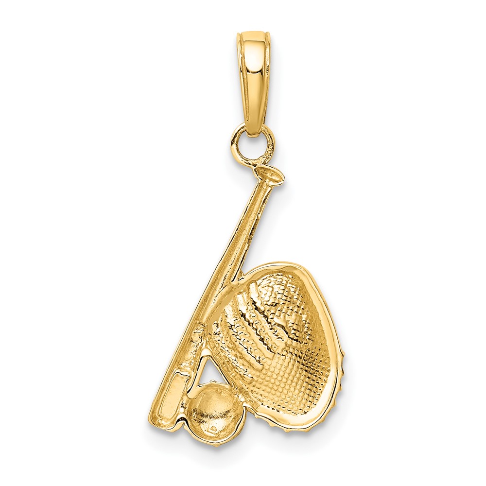 10K W/Rhodium Baseball, Bat, and Glove Pendant (10K4947)