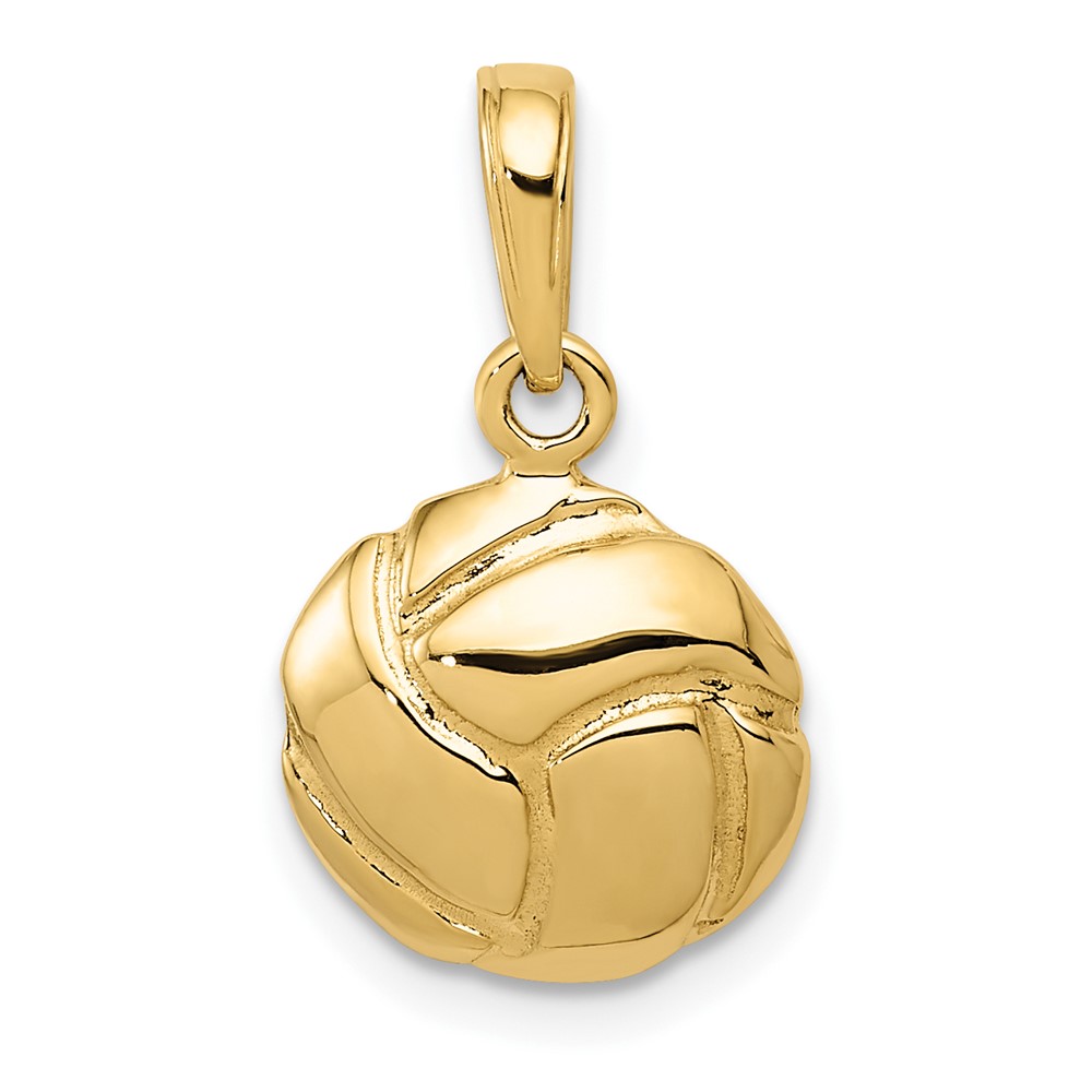10K Solid Satin Diamond -Cut Volleyball Charm (10K4949)