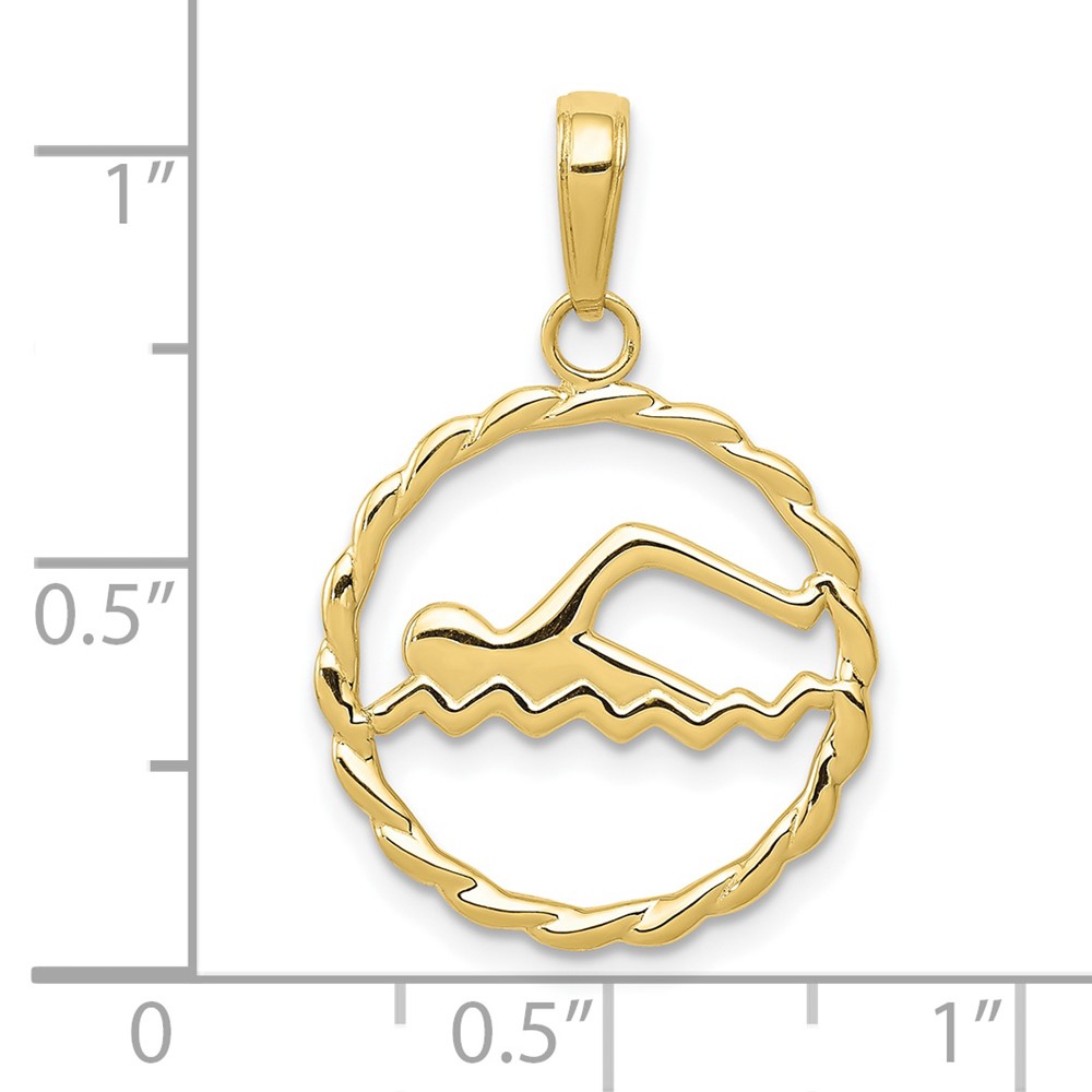10k Swimming Inside Frame Pendant (10K4959)