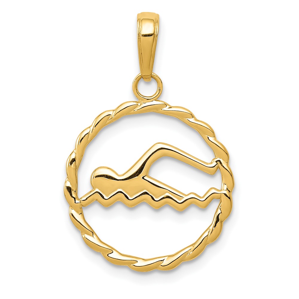 10k Swimming Inside Frame Pendant (10K4959)
