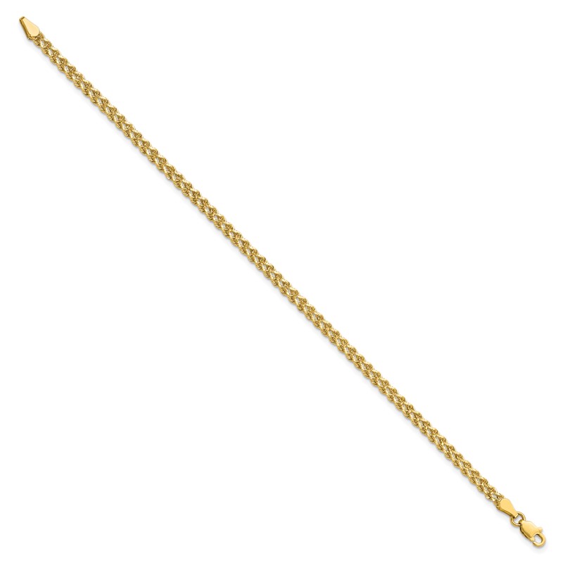 10K 3.0mm Wide Diamond-Cut Double Rope Bracelet