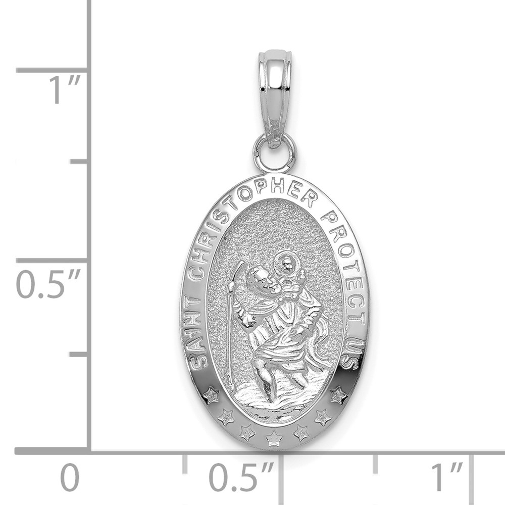 10k White Gold Saint Christopher Medal Pendant (10K5082W)
