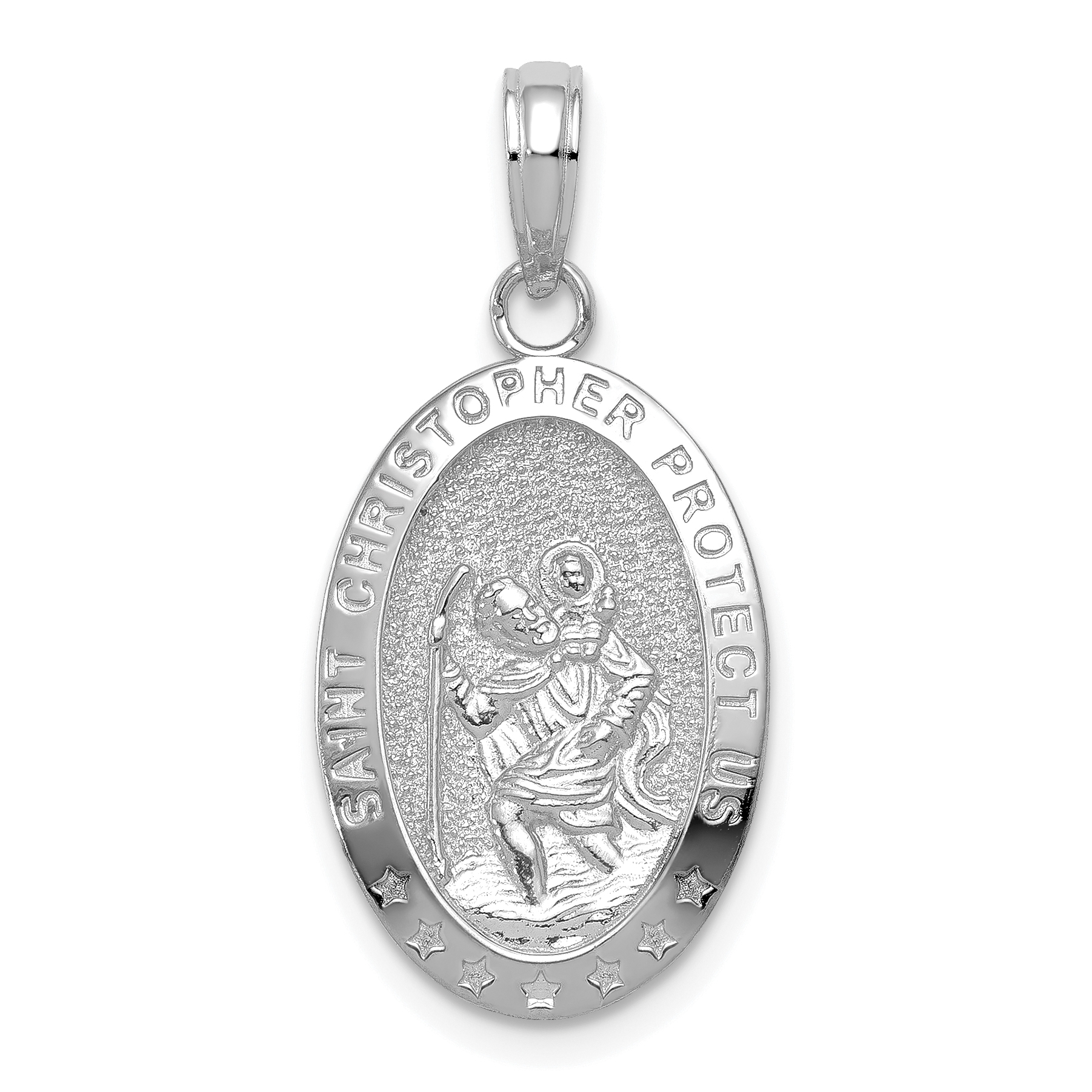 10k White Gold Saint Christopher Medal Pendant (10K5082W)