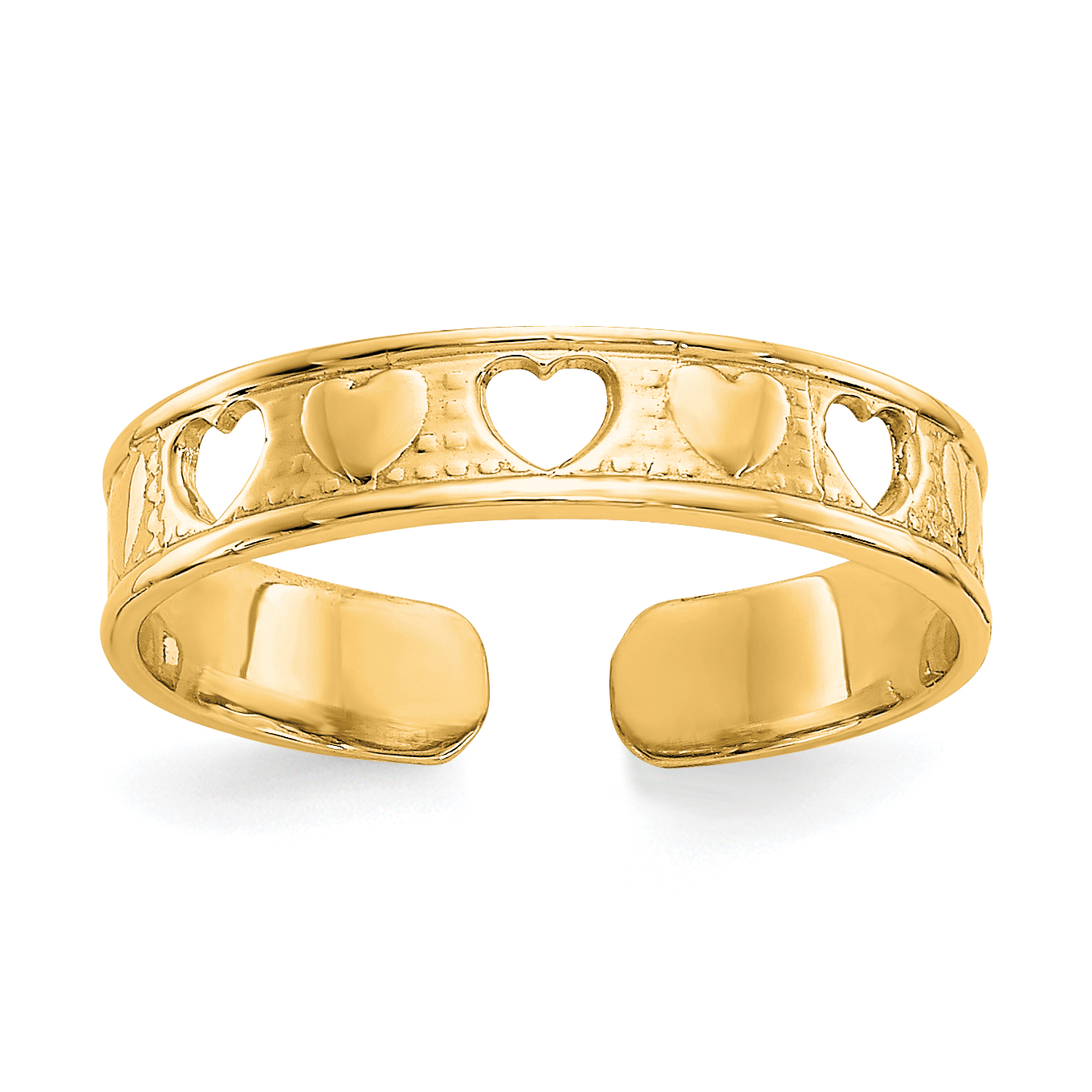10k Polished w/ Hearts Toe Ring (10K5106Y)