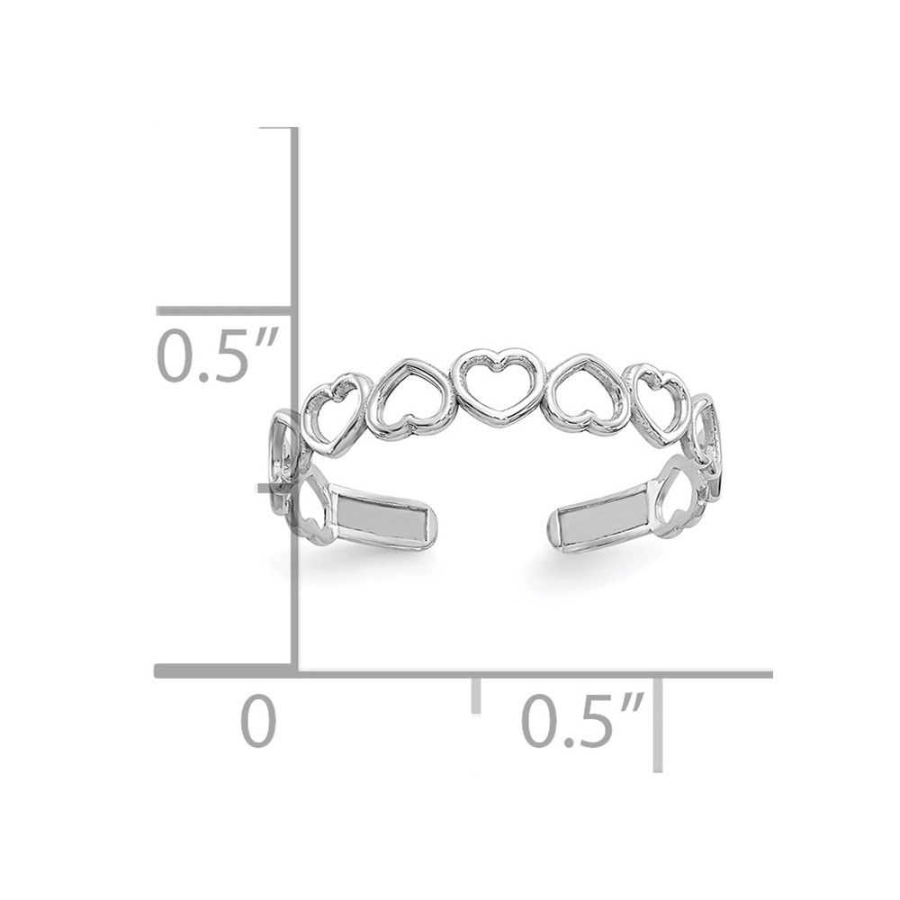 10k White Gold Polished Cut Out Hearts Toe Ring (10K5107)