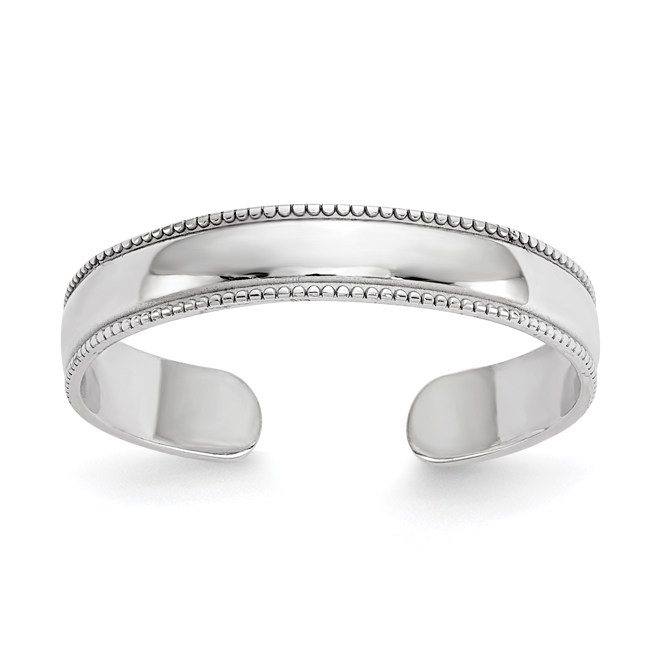 10k White Gold Mill Grain Adjustable Toe Ring (10K5111)