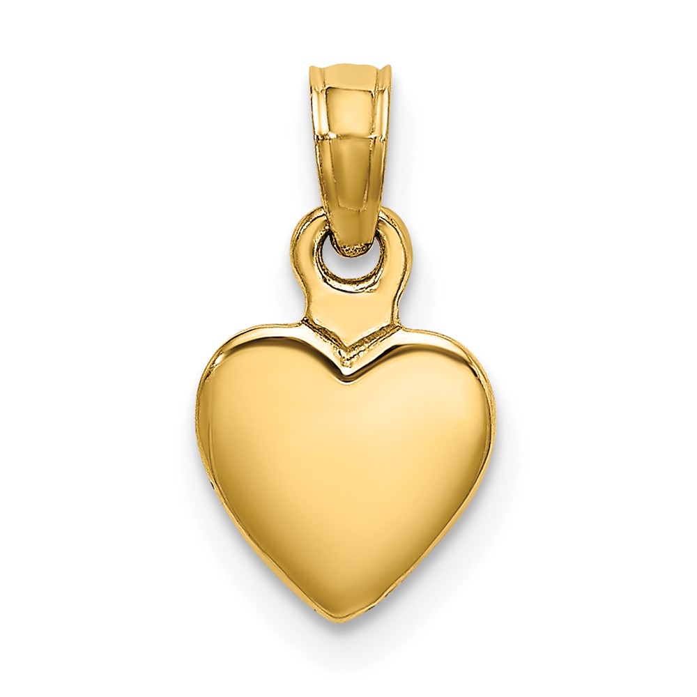 10K Polished Solid 3D Heart Pendant (10K5179)