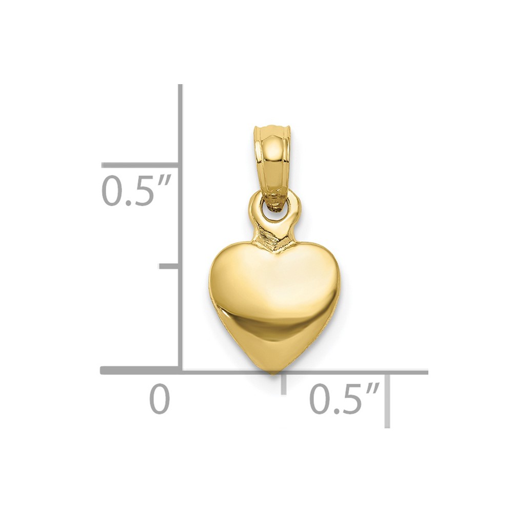 10K Polished Solid 3D Heart Pendant (10K5179)
