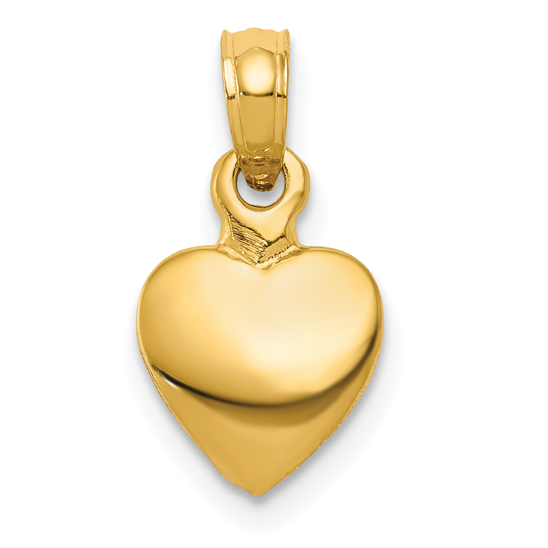 10K Polished Solid 3D Heart Pendant (10K5179)