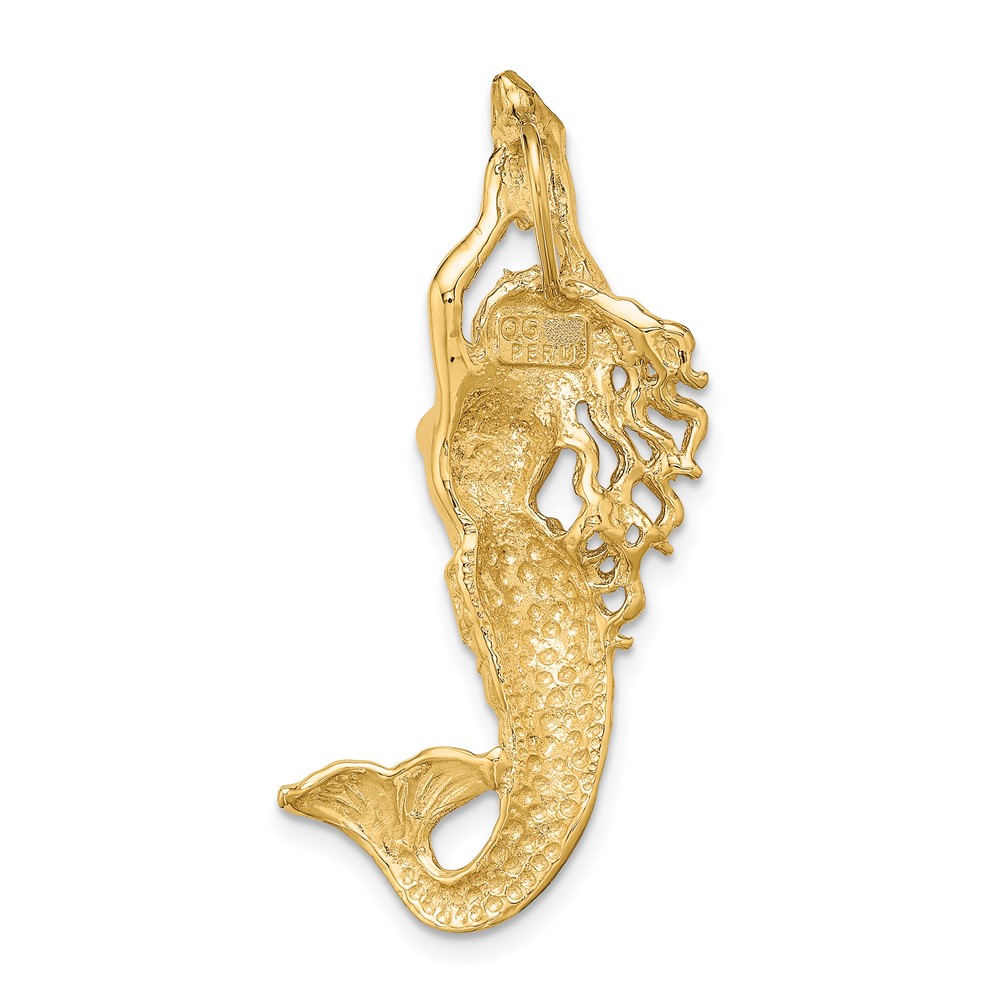 10K Gold Polished Textured Mermaid Chain Slide Pendant (10K5370)