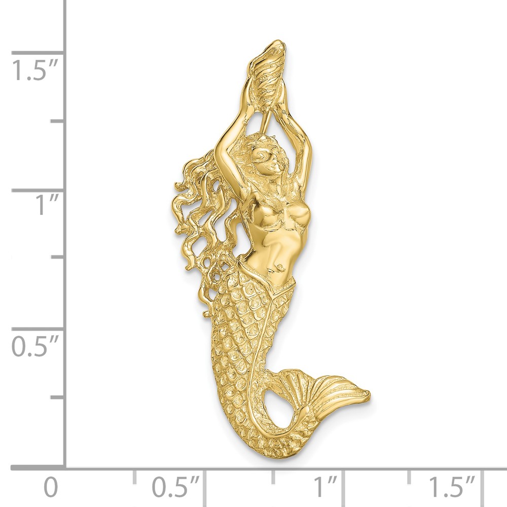 10K Gold Polished Textured Mermaid Chain Slide Pendant (10K5370)