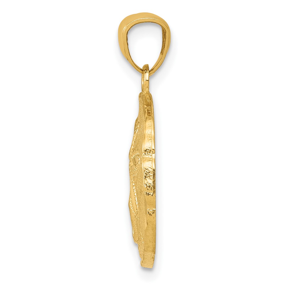 10k Gold Polished Large Sand Dollar Pendant (10K5378)