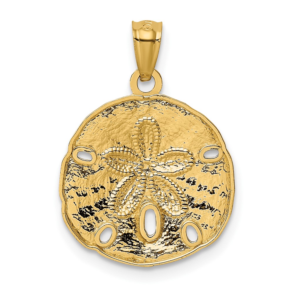 10k Gold Polished Large Sand Dollar Pendant (10K5378)