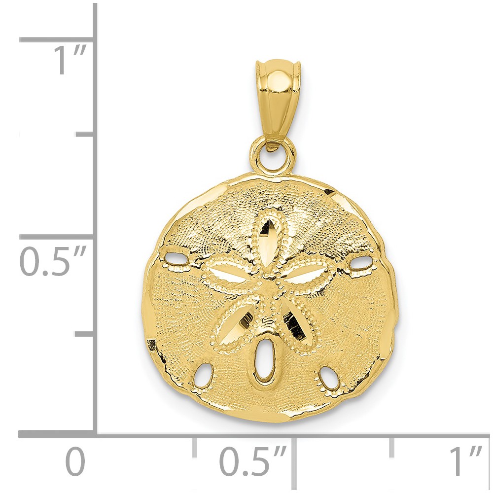 10k Gold Polished Large Sand Dollar Pendant (10K5378)