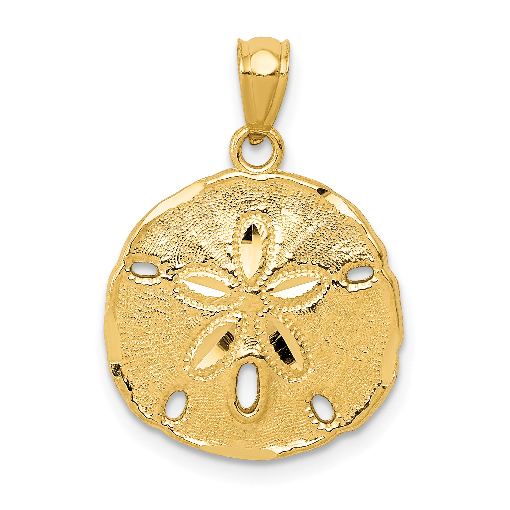10k Gold Polished Large Sand Dollar Pendant (10K5378)