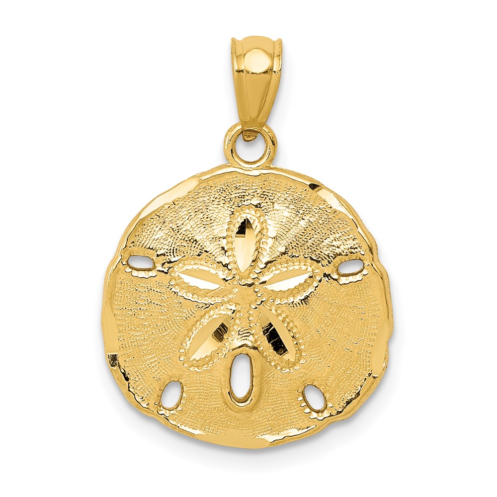 10k Gold Polished Large Sand Dollar Pendant (10K5378)