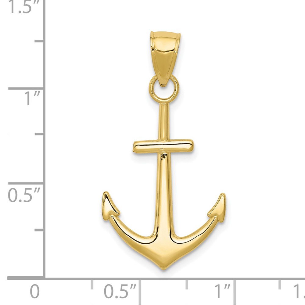 10K Gold Polished Anchor Pendant (10K5394)