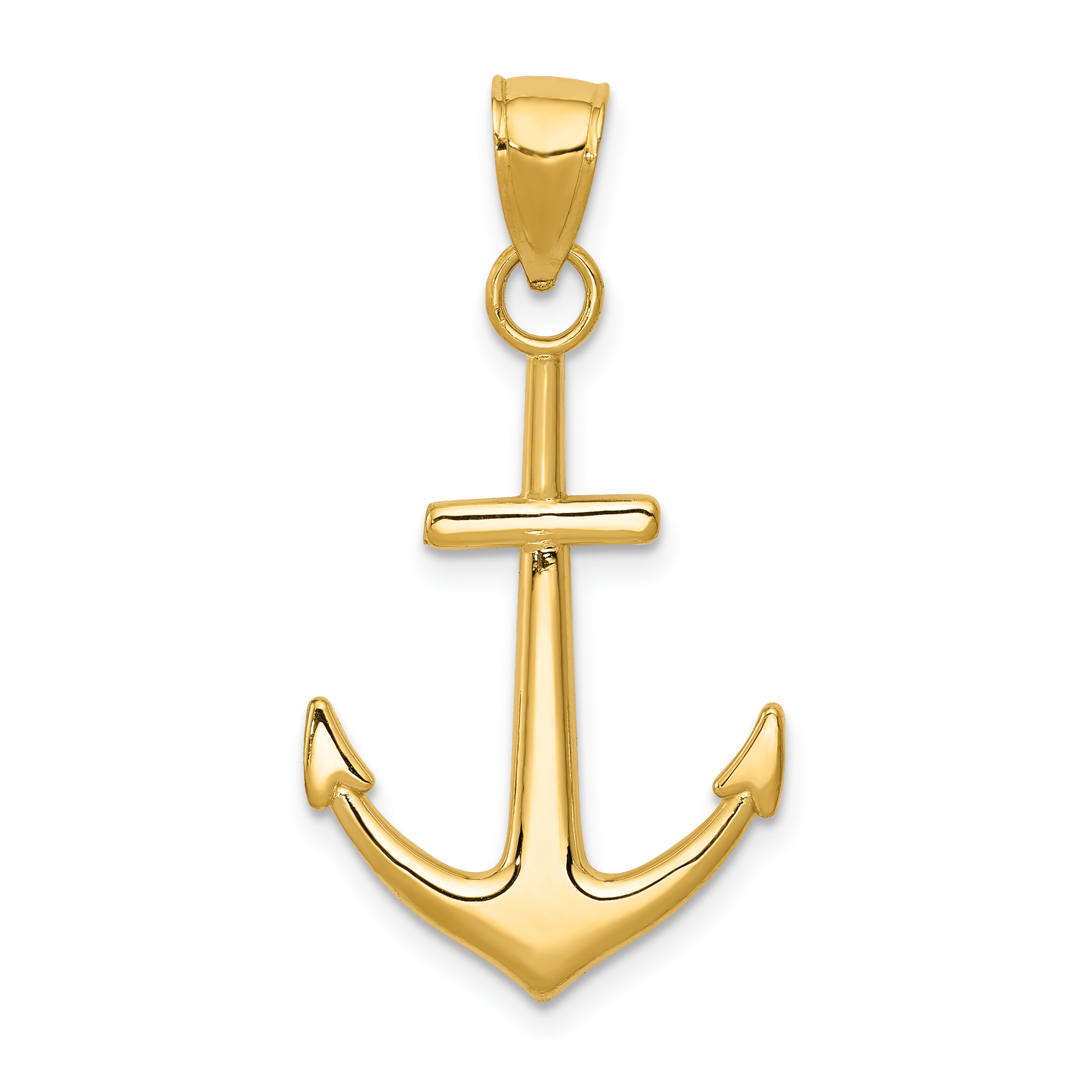 10K Gold Polished Anchor Pendant (10K5394)
