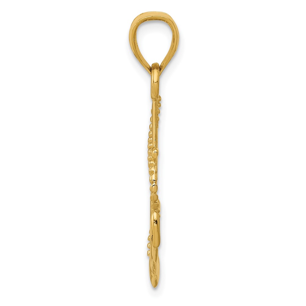 10K Gold Polished Anchor W/Rope Pendant (10K5395)