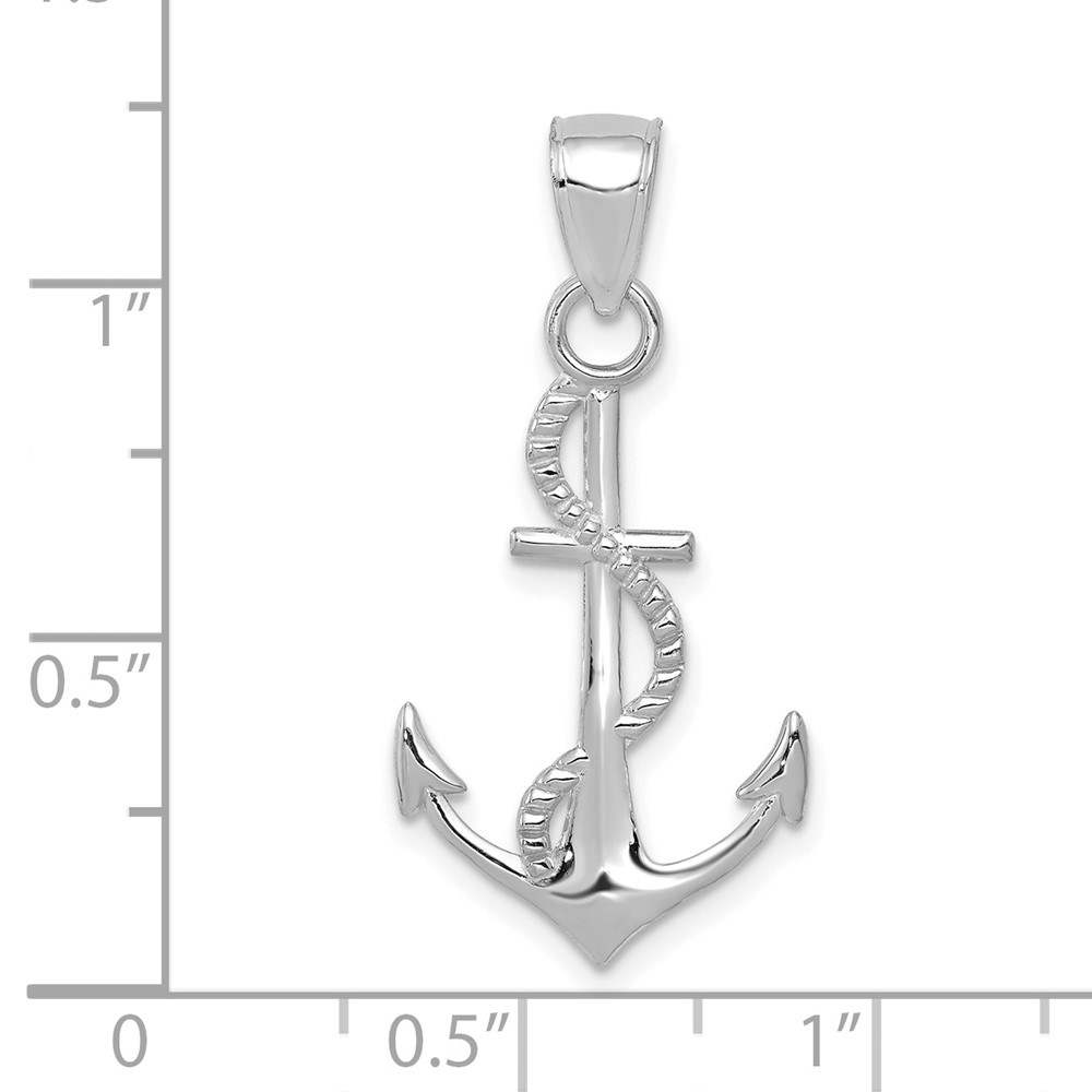 10K White Gold Gold Polished Anchor W/Rope Pendant (10K5395W)