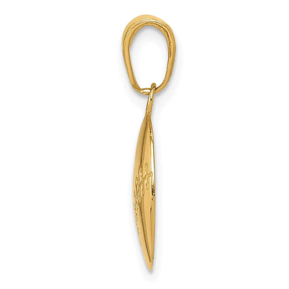 10K Gold Polished Baseball Closed Back Pendant (10K5432)