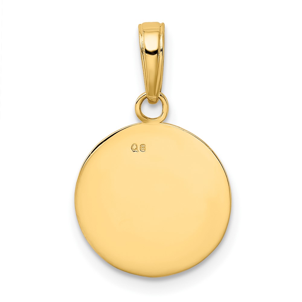 10K Gold Polished Baseball Closed Back Pendant (10K5432)