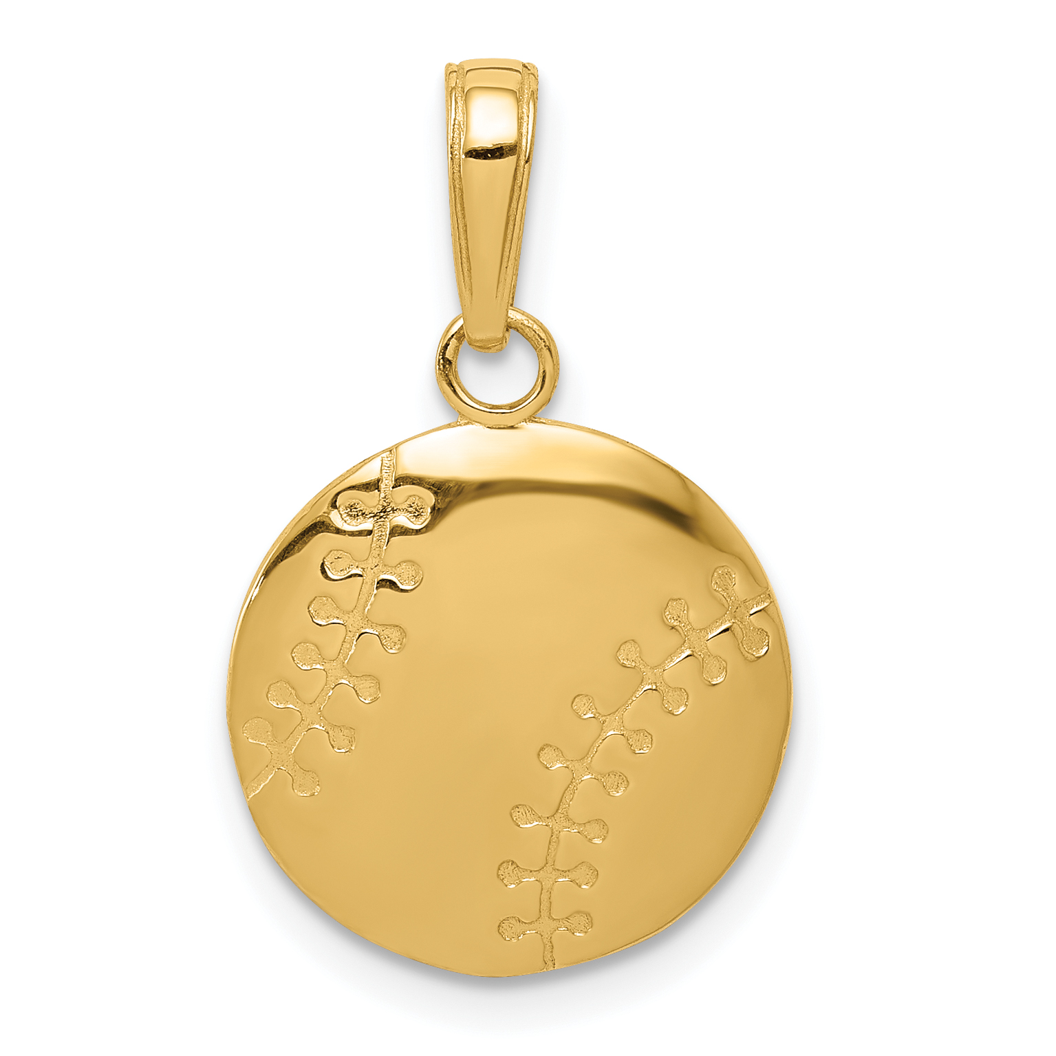 10K Gold Polished Baseball Closed Back Pendant (10K5432)