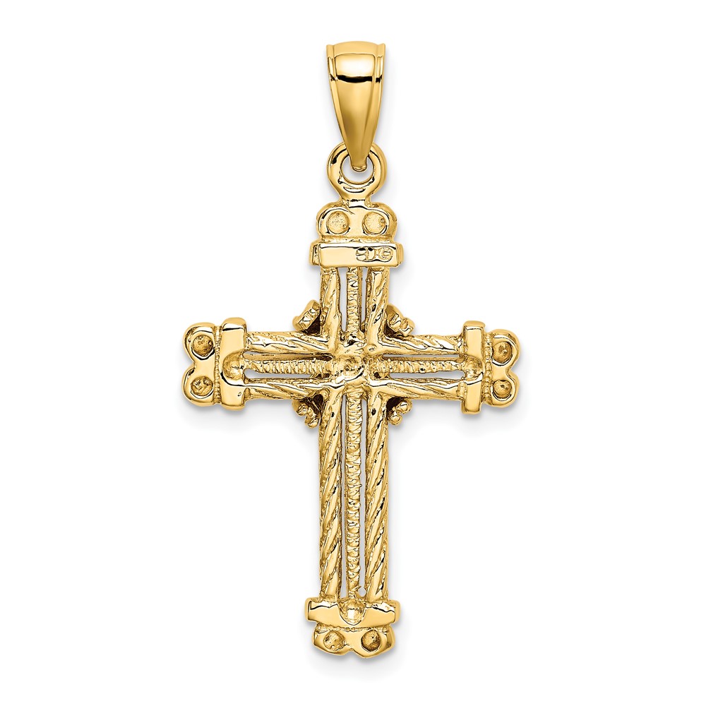10K Gold Polished Textured Cross Pendant (10K5463)