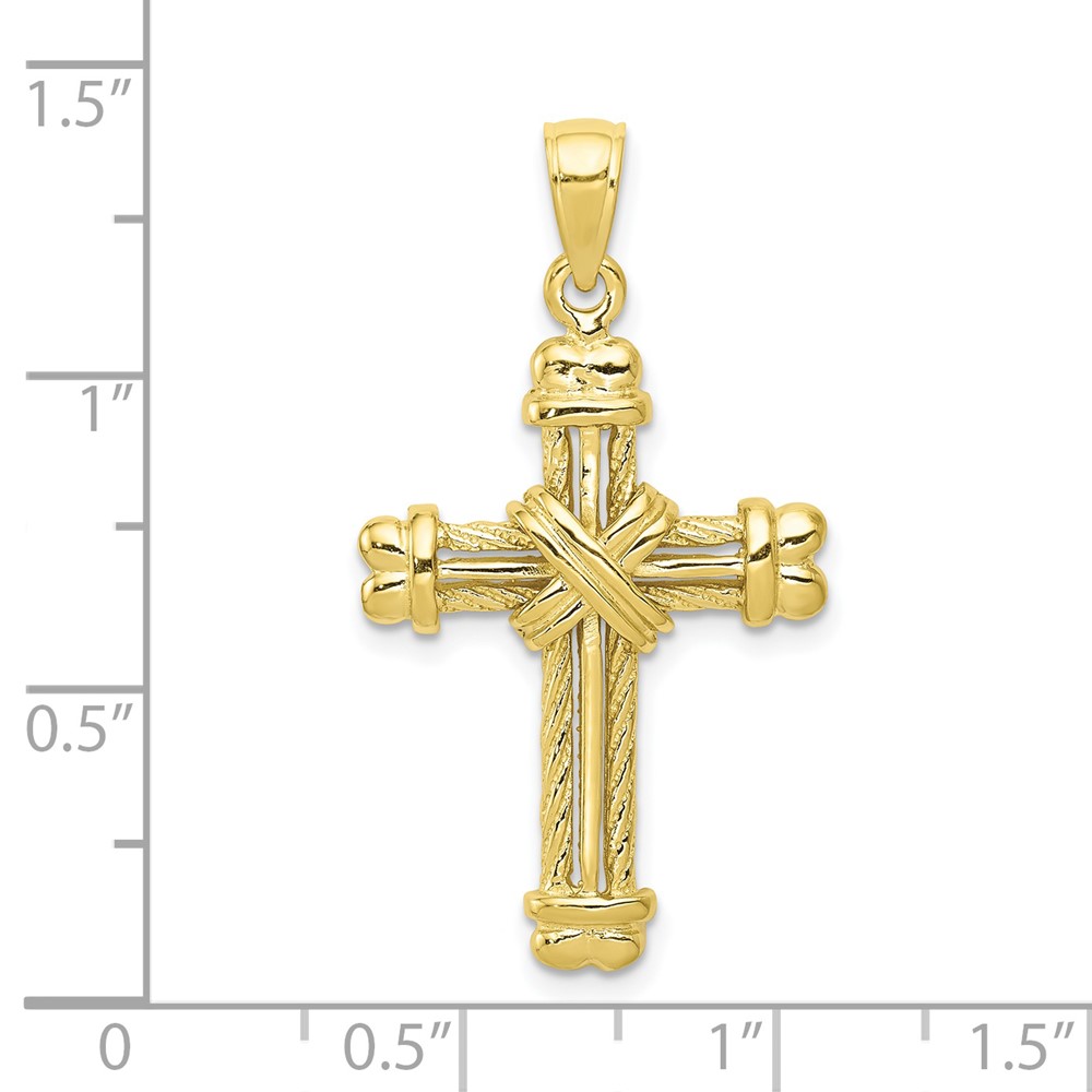 10K Gold Polished Textured Cross Pendant (10K5463)